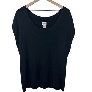 Chico's Black Shortsleeve Sweater Top, XL